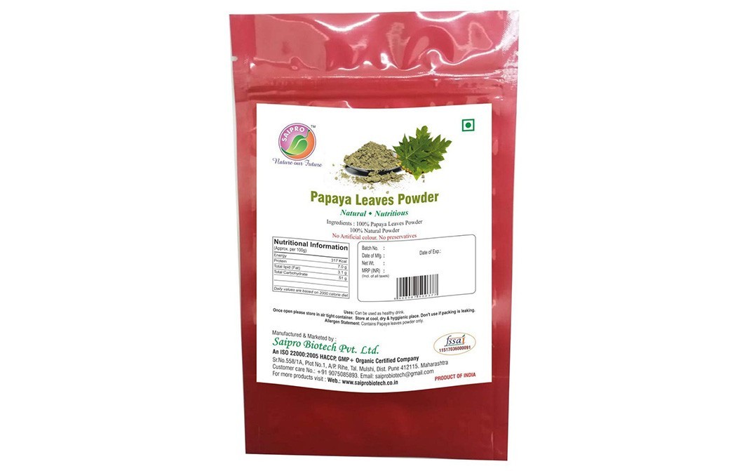 Saipro Papaya Leaves Powder    Pack  200 grams